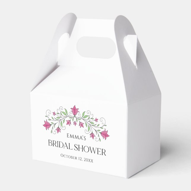 Chic Pink Floral Bridal Shower  Favour Box (Front Side)