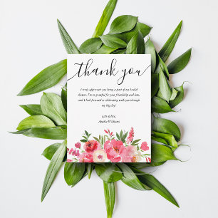 Chic Pink Floral Bridal Shower Thank You Card