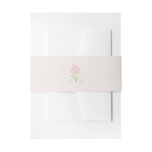Chic Pink   Floral Couple Monogrammed Wedding Invitation Belly Band