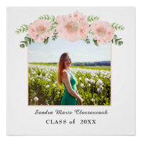 Chic Pink floral graduation White Class 2021