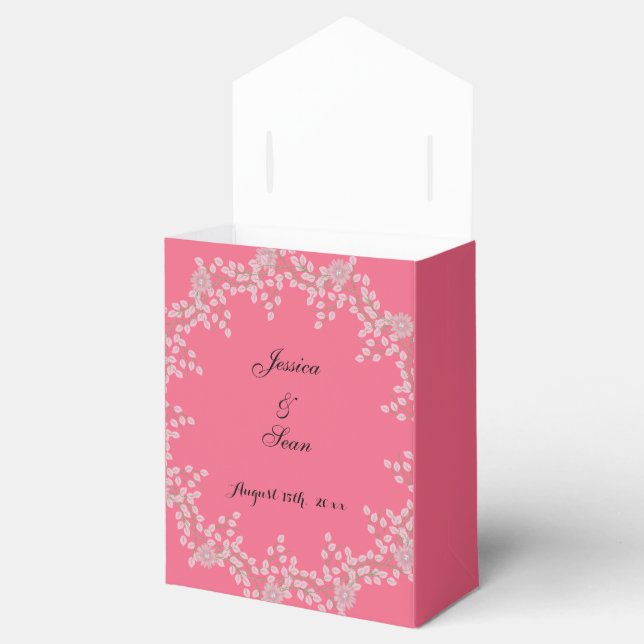 Chic Pink Floral & Pearls Wedding Favour Box (Opened)