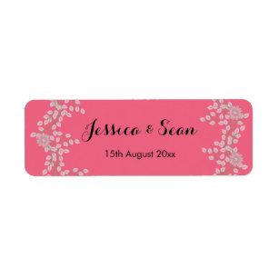 Chic Pink Floral & Pearls Wedding Return Address Label