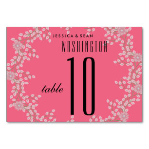 Chic Pink Floral & Pearls Wedding Table Number