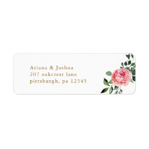 Chic Pink Floral Wedding Return Address Label