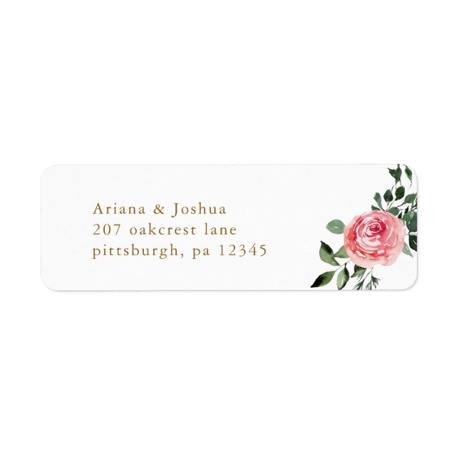 Chic Pink Floral Wedding Return Address Label (Front)