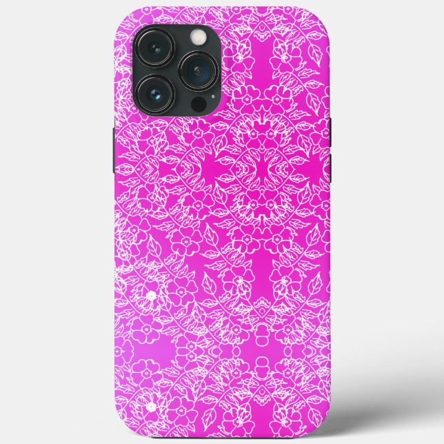  Chic Pink Flower Botanical Pattern swirl Case-Mate iPhone Case (Back)