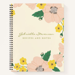 Chic Pink Flower Wreath Personalised Recipe Notebook