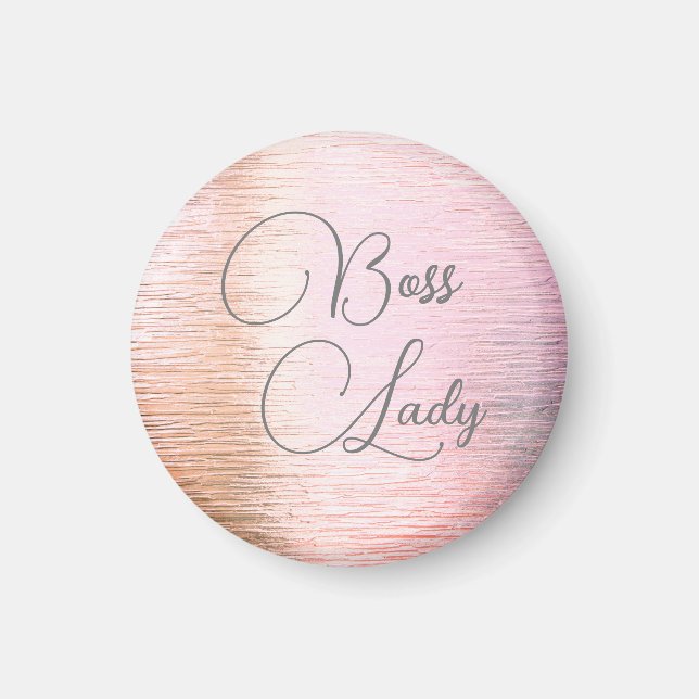 Chic Pink Frosted Glass Boss Lady  Magnet (Front)