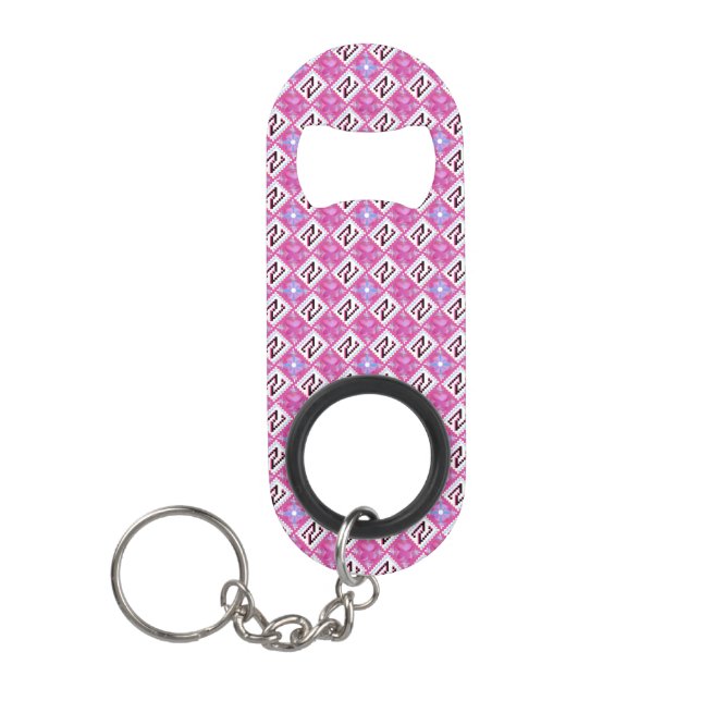 Chic Pink Geometric Alphabet N Initial (Front)