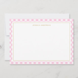 Chic Pink Gingham Pattern Card