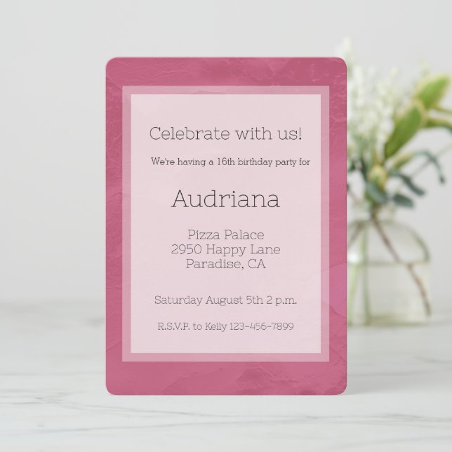 Chic Pink Glam 16th Birthday Invitation (Standing Front)