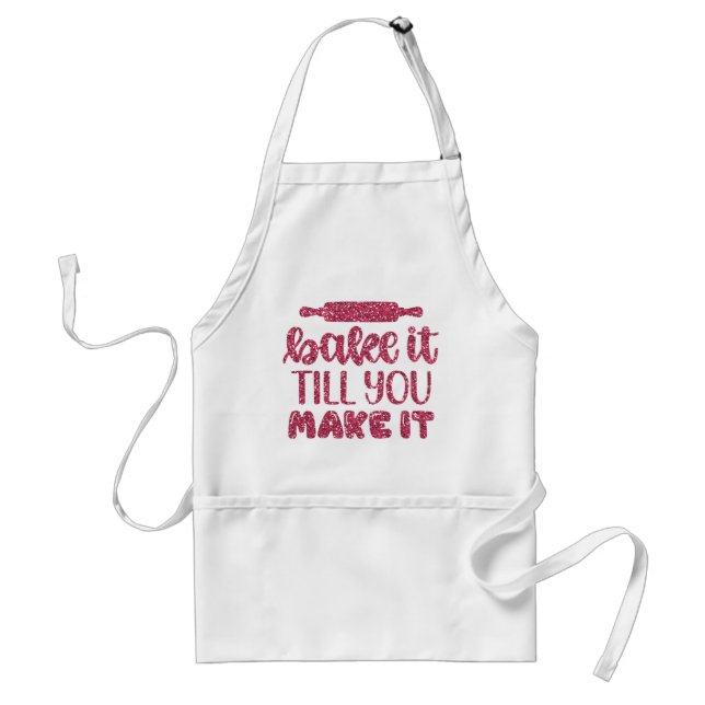 Chic Pink Glitter Apron For Bakers Baking (Front)