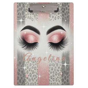 Chic Pink Glitter Eyelashes  Clipboard