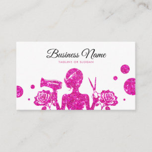 Chic Pink Glitter Floral Hairdresser Appointment Card