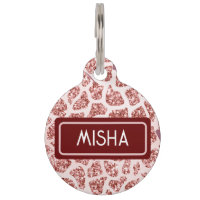 Chic Pink Glitter Giraffe Print Round Pet ID Tag