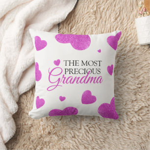 Chic Pink Glitter Hearts Grandma Cushion