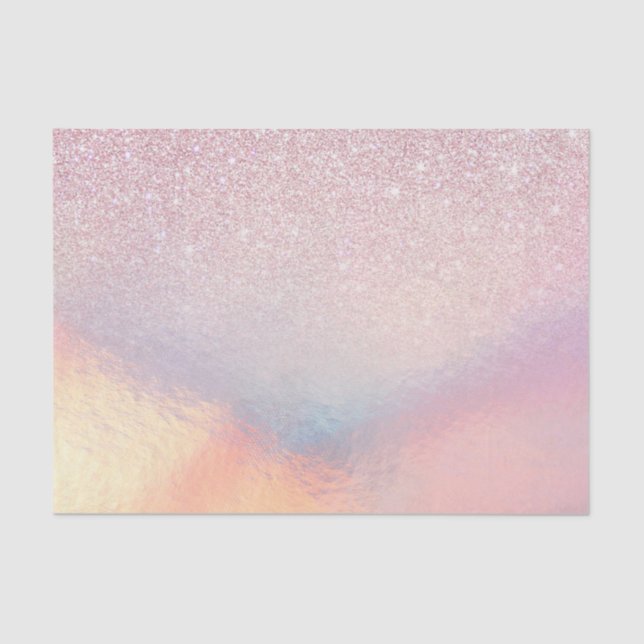 Chic Pink Glitter Iridescent Holographic Gradient Tissue Paper (Front)