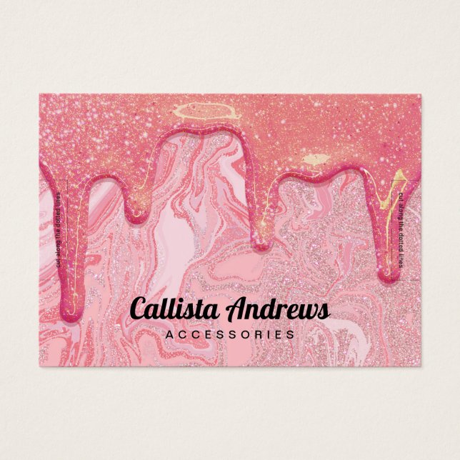 Chic Pink Glitter Marble Drips Bracelet Display (Front)