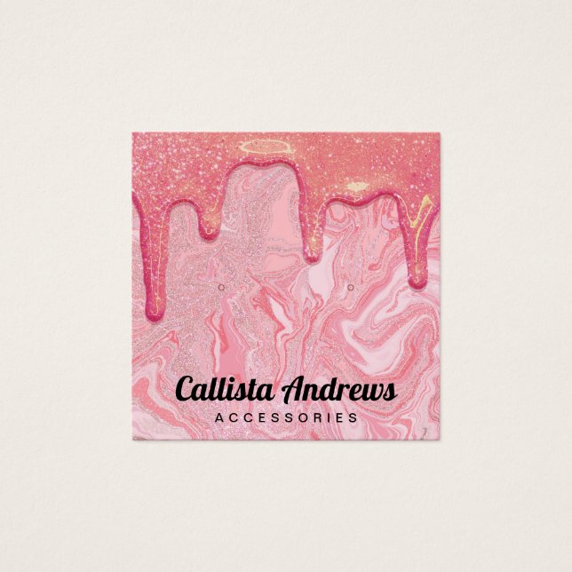 Chic Pink Glitter Marble Drips Earrings Display (Front)