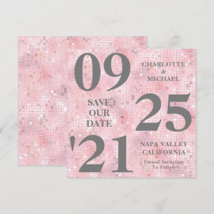 Chic Pink Glitter Sparkle Modern Save The Date Invitation