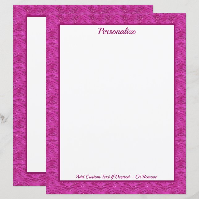 Chic Pink Glitter Zebra Pattern Personalized (Front/Back)