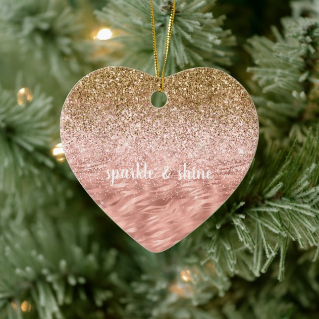 Chic Pink Glitz Zebra Print Ceramic Ornament (Tree)