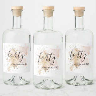 Chic Pink & Gold 40th Birthday Liquor Bottle Label