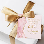 Chic Pink Gold Agate Bat Mitzvah Custom Party Favour Tags<br><div class="desc">Chic pink and gold agate decorates the side of this beautiful,  girly Bat Mitzvah party favour tag. Your daughter's name is written in beautiful formal script under the Star of David. Perfect feminine gift tags for a chic,  stylish Jewish family celebrating a girl being called to the Torah.</div>