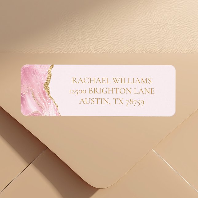 Chic Pink Gold Agate Return Address Label (Creator Uploaded)