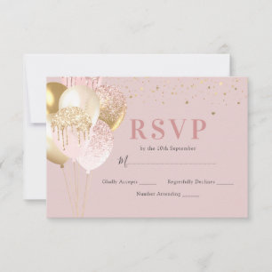 Chic Pink & Gold Birthday Party RSVP Card