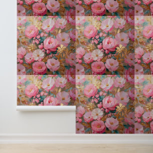 Chic Pink Gold Botanical Peel and Stick Wall Art