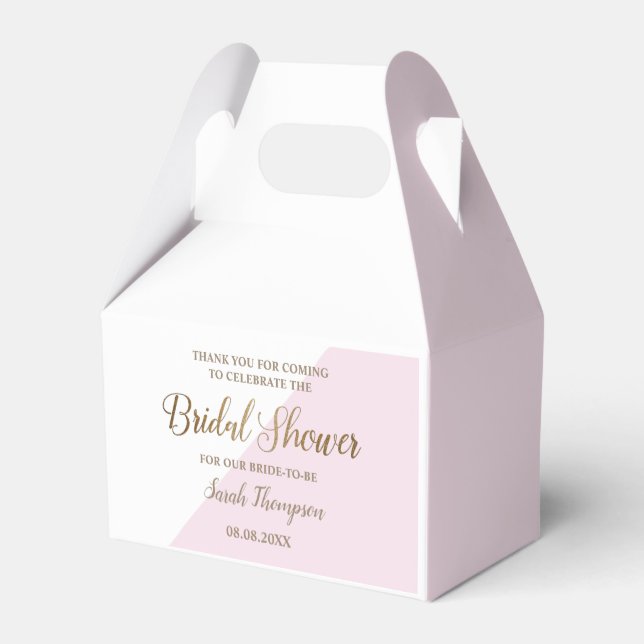 Chic Pink Gold Bridal Shower Script Custom Favour Box (Back Side)