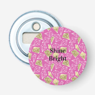 Chic Pink Gold Diamonds Christmas Bottle Opener