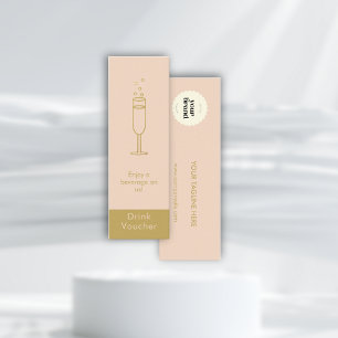 Chic Pink Gold Event Logo Free Drink Voucher  Mini Business Card