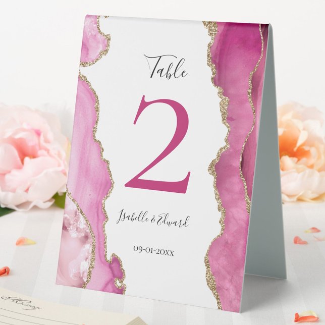 Chic Pink & Gold Glitter Agate Stone Wedding Guest (Creator Uploaded)