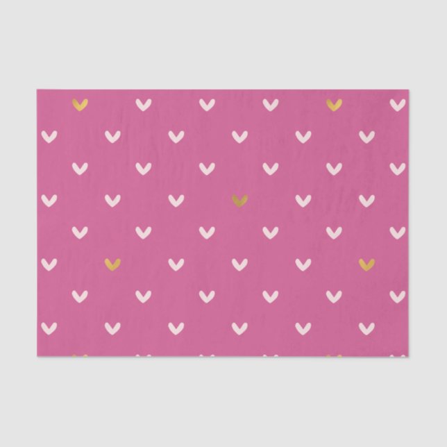 Chic Pink Gold Hearts Tissue Paper (Front)