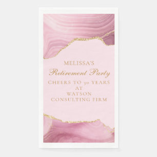 Chic Pink Gold Retirement Party Personalised Napkin