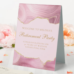 Chic Pink Gold Retirement Party Welcome