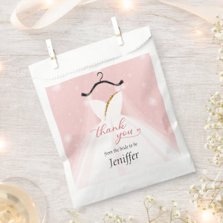 Chic Pink & Gold Wedding Dress Thank You Favour Bag