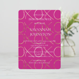Chic Pink Gold XOXO Bridal Shower Invitation