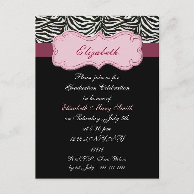chic pink Graduation party Invitation (Front)