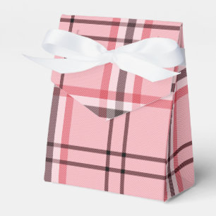 Chic Pink & Grey Plaid Fashion Pattern Party Favour Box