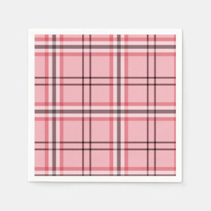Chic Pink & Grey Plaid Fashion Pattern Party Napkin