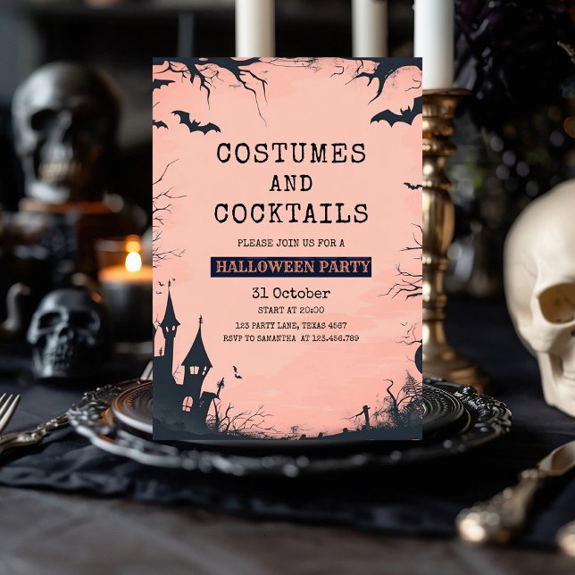 Chic Pink Halloween Party Invitation (Creator Uploaded)