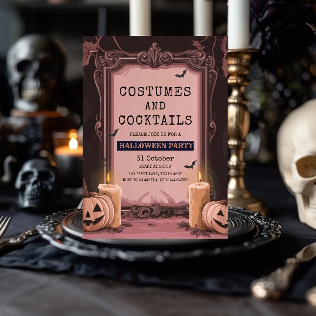 Chic Pink Halloween Party Invitation (Creator Uploaded)