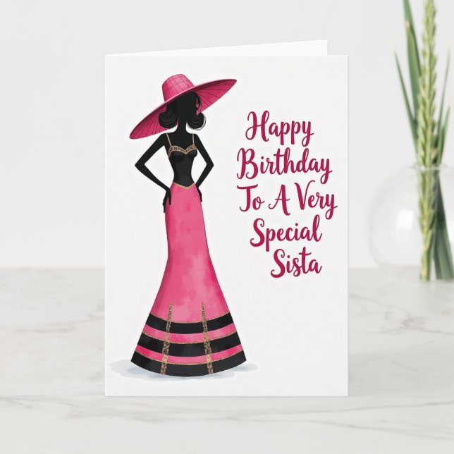 Chic Pink Hat Birthday Card (Front)