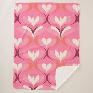 Chic pink heart ogee sherpa blanket