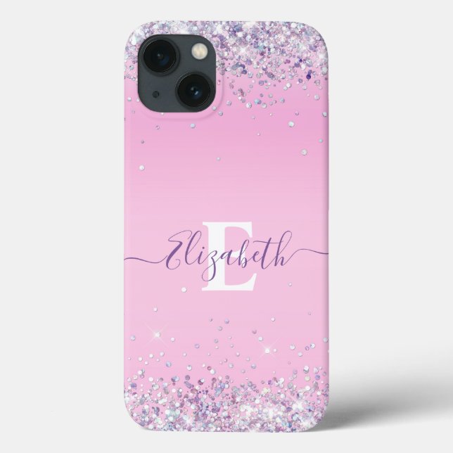 Chic Pink Holographic Glitz Glitter  Case-Mate iPhone Case (Back)