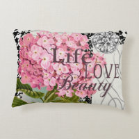 Chic Pink Hydrangea Collage Vintage Damask Art