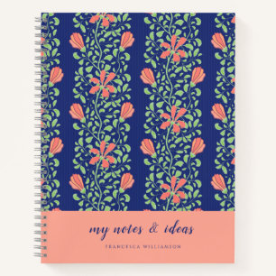 Chic Pink Indigo Floral Flowers Vintage Decorative Notebook